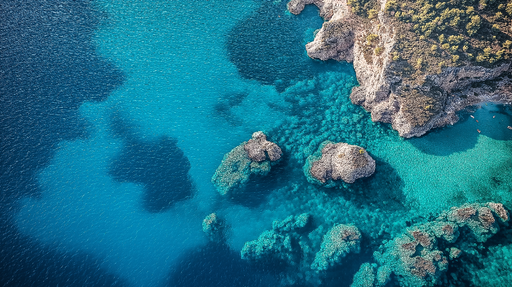 Papier peint océan Vagues et rochers sous-marins en couleur turquoise