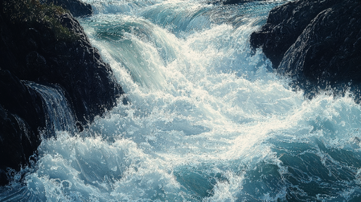 Papier peint océan Vagues tumultueuses et reflets azurés