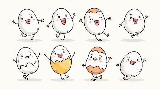 Papier peint œufs animés Motifs ludiques avec des œufs souriants et joyeux