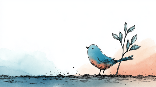 Papier peint oiseau aquarelle Un oiseau coloré sur un fond doux