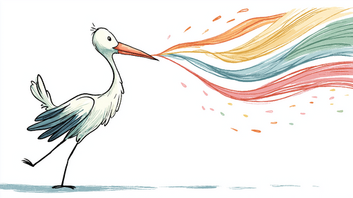 Papier peint oiseau coloré Une cigogne joyeuse avec des traînées de couleurs vives