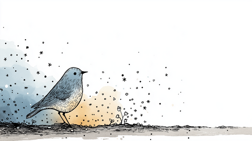 Papier peint oiseau Illustration délicate d'un oiseau sur un fond aquarelle apaisant
