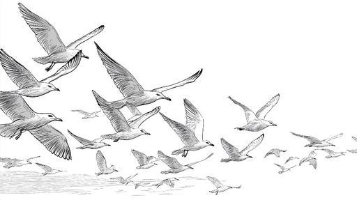 Papier peint oiseaux en vol Illustrations élégantes d'oiseaux en pleine envol