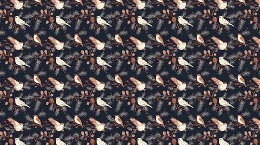 Papier peint oiseaux et branches Motif d'oiseaux sur fond bleu nocturne