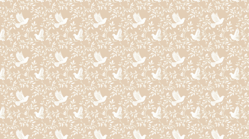 Papier peint oiseaux et feuillage Motif d'oiseaux blancs sur un fond beige