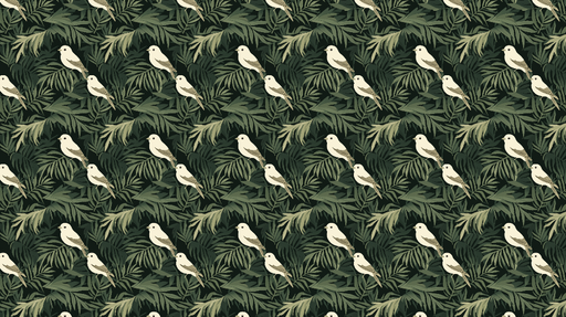 Papier peint oiseaux et feuillage Motif de feuillage luxuriant avec des oiseaux délicats