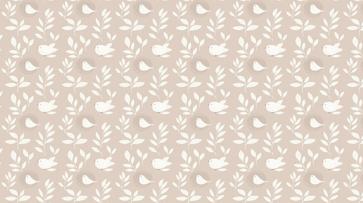 Papier peint oiseaux et feuillage Motifs de oiseaux blancs sur fond beige