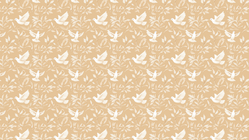 Papier peint oiseaux et feuillage Oiseaux blancs sur un fond beige doux
