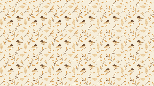Papier peint oiseaux et feuillage Un motif doux de petits oiseaux et de feuilles en teintes naturelles