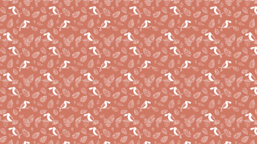 Papier peint oiseaux et feuilles Motif de oiseaux blancs sur fond terre cuite avec feuilles