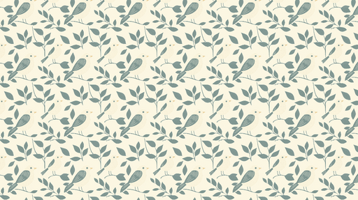 Papier peint oiseaux et feuilles Motif de passereaux sur fond neutre