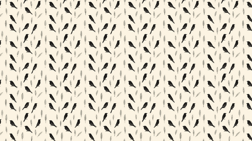 Papier peint oiseaux et feuilles Motif de silhouettes d'oiseaux noirs sur fond crème