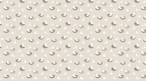 Papier peint oiseaux et nids Charmants petits oiseaux blancs sur fond beige avec nids stylisés