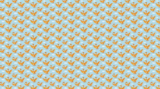 Papier peint oiseaux et nuages Motif joyeux de dinosaures volants sur fond bleu