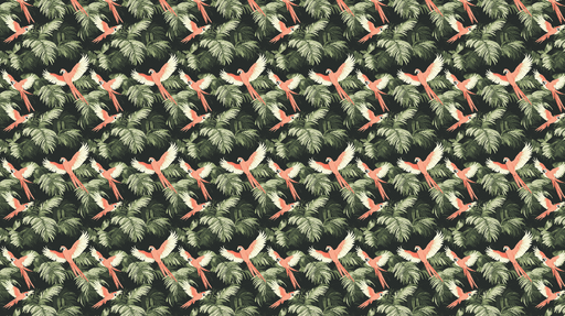 Papier peint oiseaux exotiques Paradis tropical avec aras et feuillage luxuriant