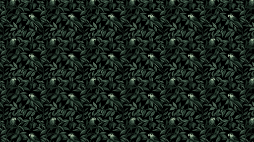 Papier peint oiseaux exotiques Plantes et oiseaux stylisés sur fond sombre