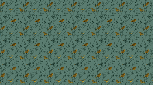 Papier peint oiseaux Motif de fleurs et oiseaux multicolores sur fond vert