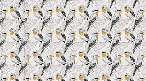 Papier peint oiseaux Motif élégant d'oiseaux avec feuillage subtil