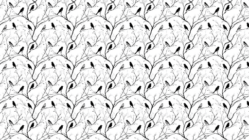 Papier peint oiseaux Motif élégant de branches et oiseaux en noir et blanc