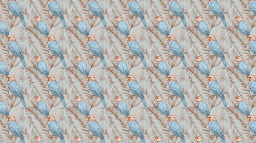 Papier peint oiseaux Motifs de perruches sur fond bleu pastel