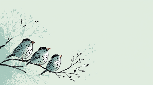 Papier peint oiseaux Trois oiseaux colorés perchés sur une branche