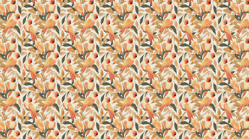 Papier peint oiseaux tropicaux Oiseaux colorés sur un fond de feuillage automnal