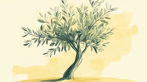 Papier peint olivier Arbre d'olive élégant sur fond doux
