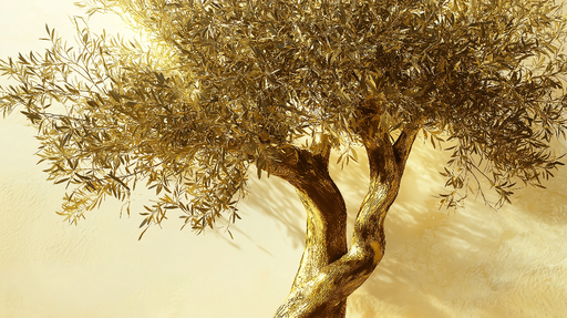 Papier peint olivier Arbre d'olivier doré sur fond clair