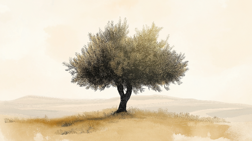 Papier peint olivier Arbre sur fond doux