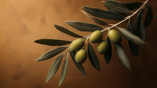Papier peint olivier Branche d'olivier élégante avec des olives vertes
