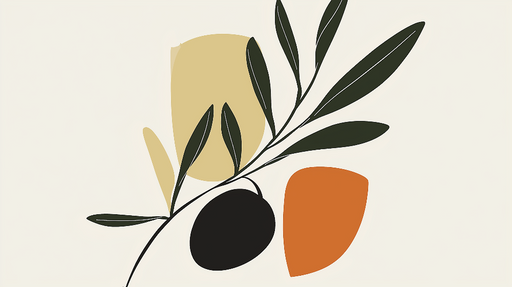 Papier peint olivier Feuilles stylisées et formes organiques