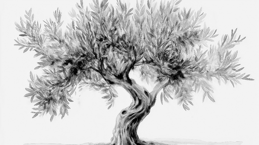 Papier peint olivier Illustration en noir et blanc d un arbre d olivier