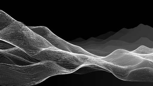 Papier peint ondes abstraites Motifs fluides en lignes blanches sur fond noir