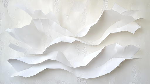 Papier peint ondulations blanches Design artistique de vagues en papier blanc
