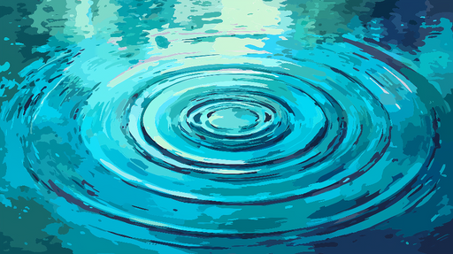 Papier peint ondulations d'eau Motif abstrait de cercles concentriques en turquoise