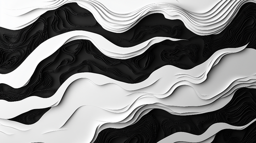 Papier peint ondulations Design abstrait en noir et blanc avec des motifs sinueux
