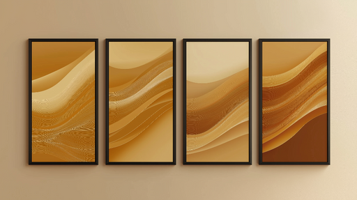 Papier peint ondulations dorées Motifs fluides dans des nuances chaudes de caramel et de brun