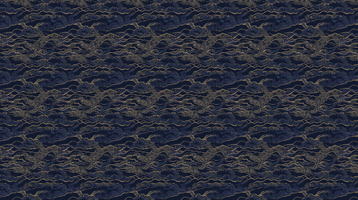 Papier peint ondulations marines Motif d'ondes dorées sur fond bleu nuit