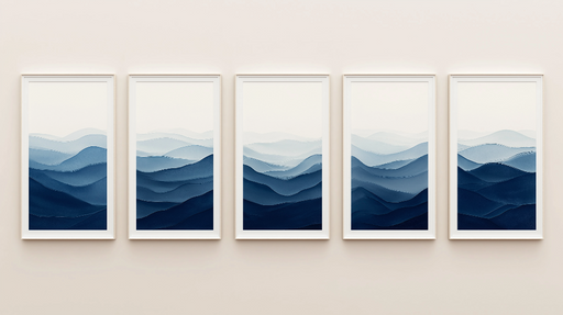 Papier peint ondulations marines Motiv de vagues bleues en dégradé