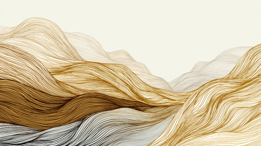 Papier peint ondulations Motif abstrait de vagues aux tons dorés et beiges