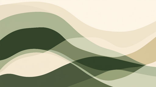 Papier peint ondulations Motifs organiques en verts et beige