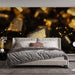 Papier peint or scintillant avec barres d'or brillantes sur fond noir pour chambre moderne.