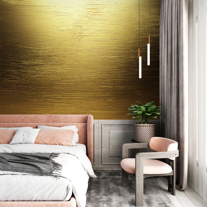 Papier peint doré avec texture brillante et luxueuse pour chambre moderne
