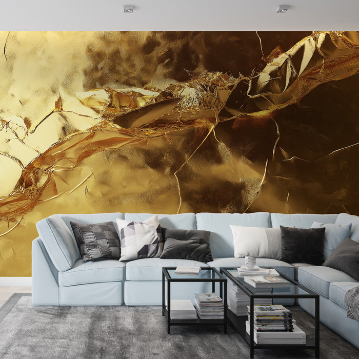 Papier peint doré avec texture brillante pour salon moderne et élégant