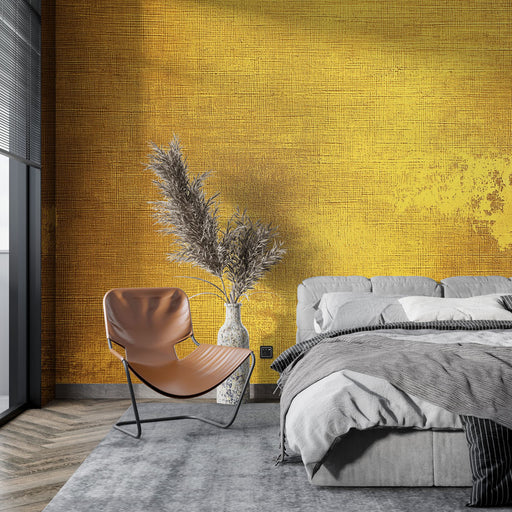 Papier peint doré avec textures lumineuses pour chambre moderne et élégante