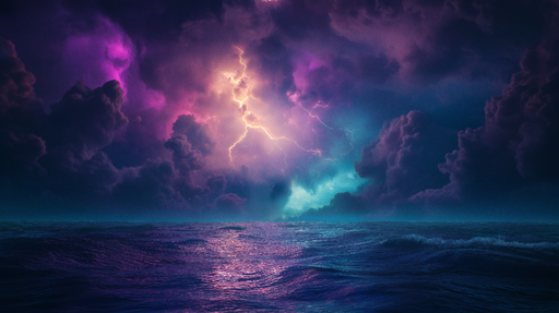 Papier peint orage Ciel dramatique avec éclairs et vagues ondulantes