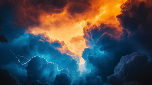 Papier peint orage Ciel orageux avec éclairs dramatiques