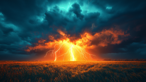 Papier peint orage Éclairs spectaculaires sur un ciel tumultueux