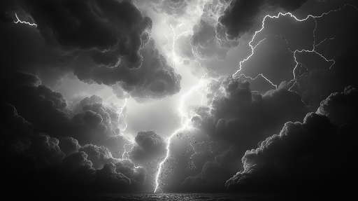 Papier peint orageux Éclairs dans un ciel nuageux