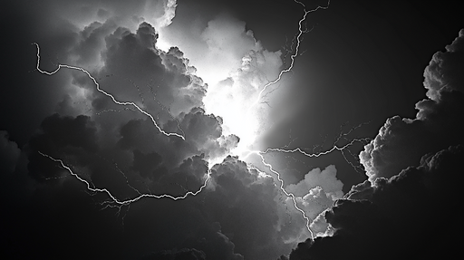 Papier peint orageux Éclairs dramatiques dans un ciel nuageux